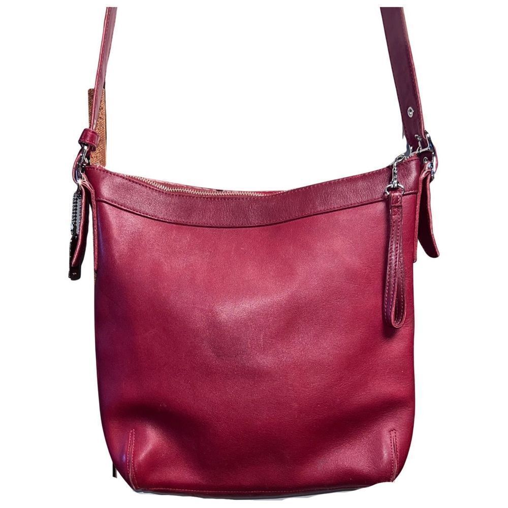 Authentic Vintage Coach Red Leather Crossbody Boho Bucket Purse